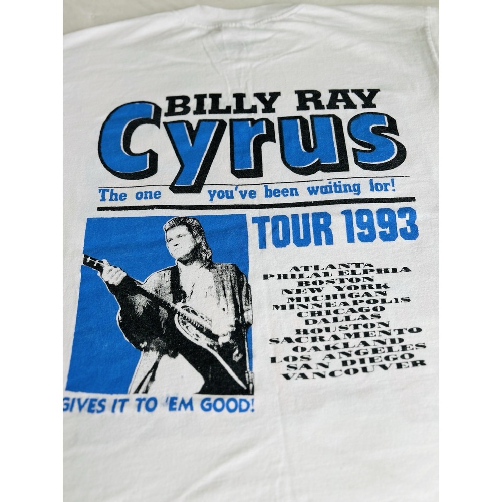 VINTAGE 1993 | Billy Ray Cyrus Tour Band T-Shirt sz L Adult Single Stitch - Picture 7 of 9